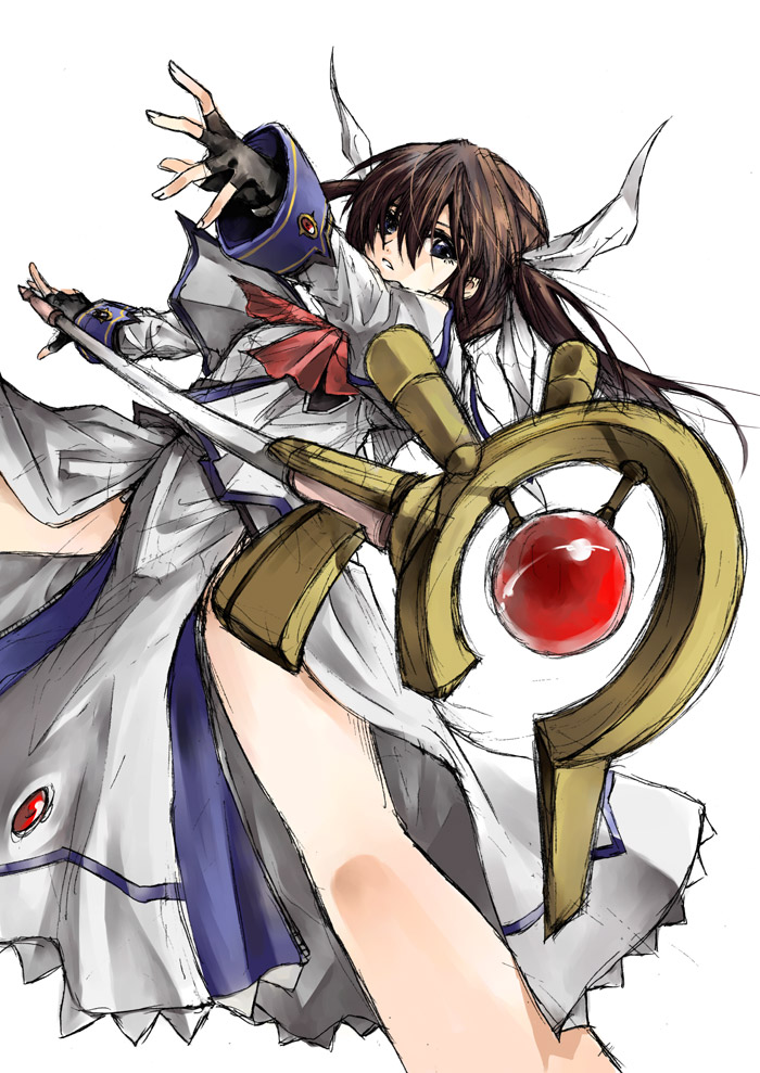 takamachi nanoha and raising heart (lyrical nanoha and 2 more) drawn by kurokoeda