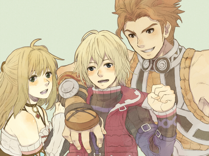 shulk, fiora, and reyn (xenoblade chronicles and 1 more) drawn by kutta