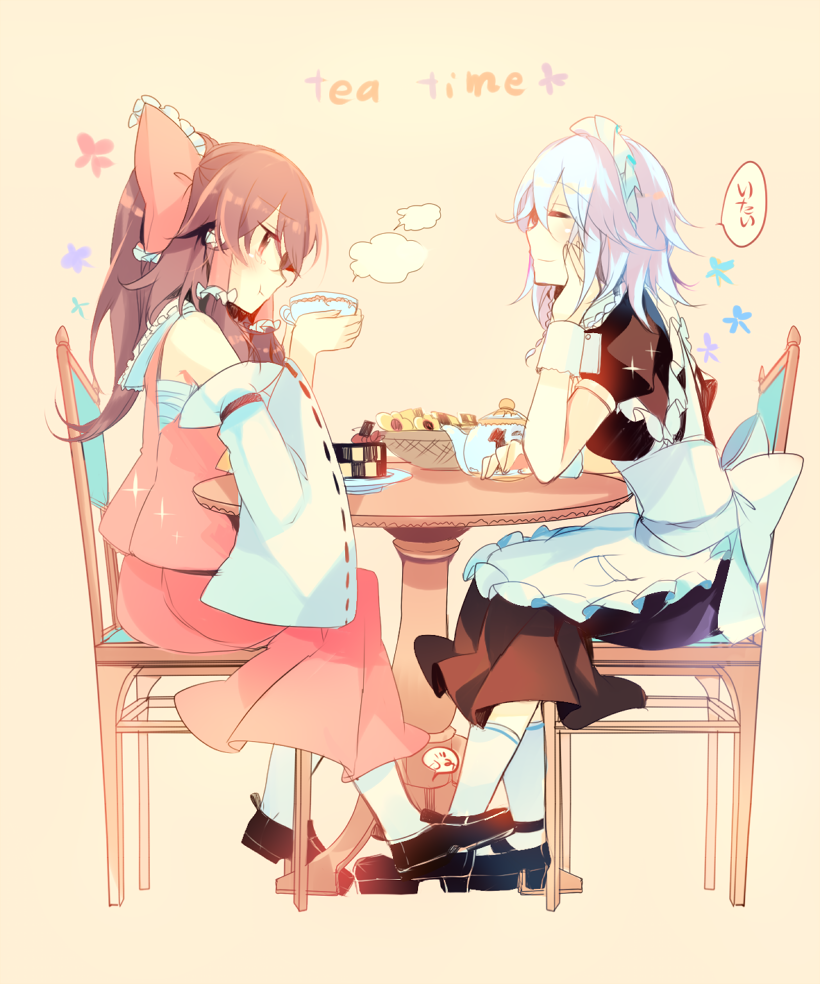 hakurei reimu and izayoi sakuya (touhou) drawn by kirero