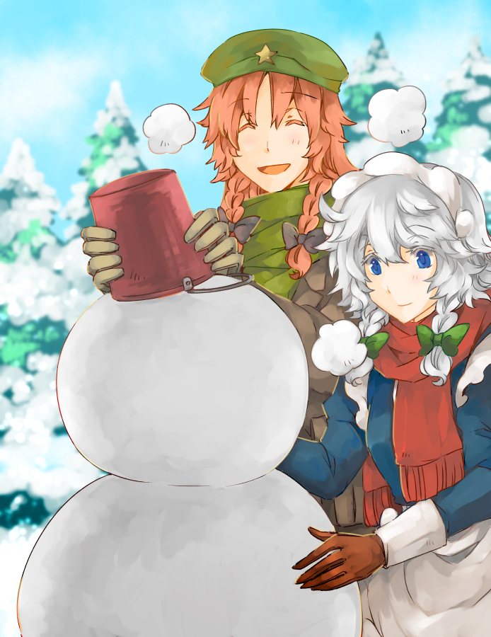 izayoi sakuya and hong meiling (touhou and 1 more) drawn by clover_(lapis_lazure)