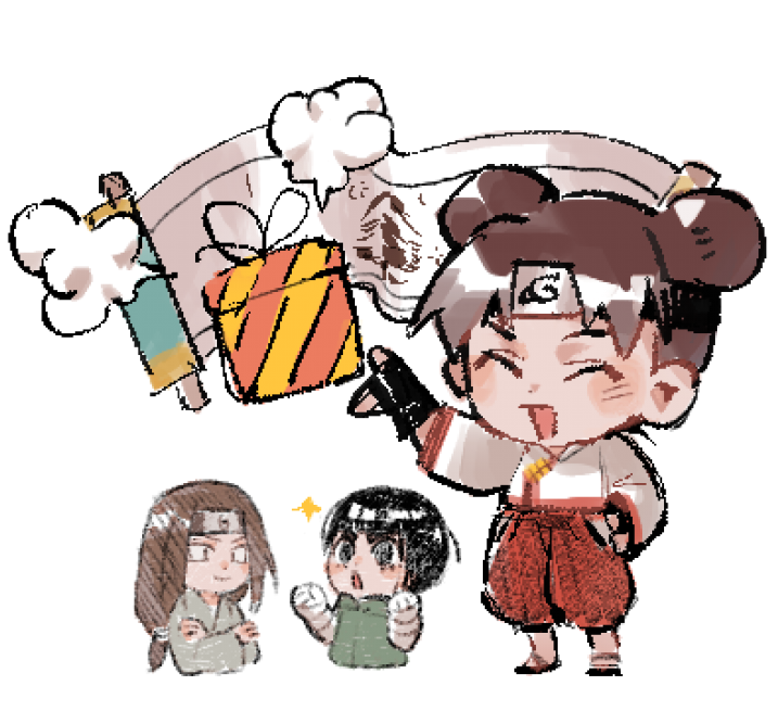 tenten, rock lee, and hyuuga neji (naruto and 1 more) drawn by pzombie_(sabitsuki2)