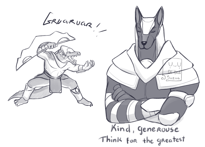 nasus and renekton (league of legends and 1 more) drawn by 5uzu4