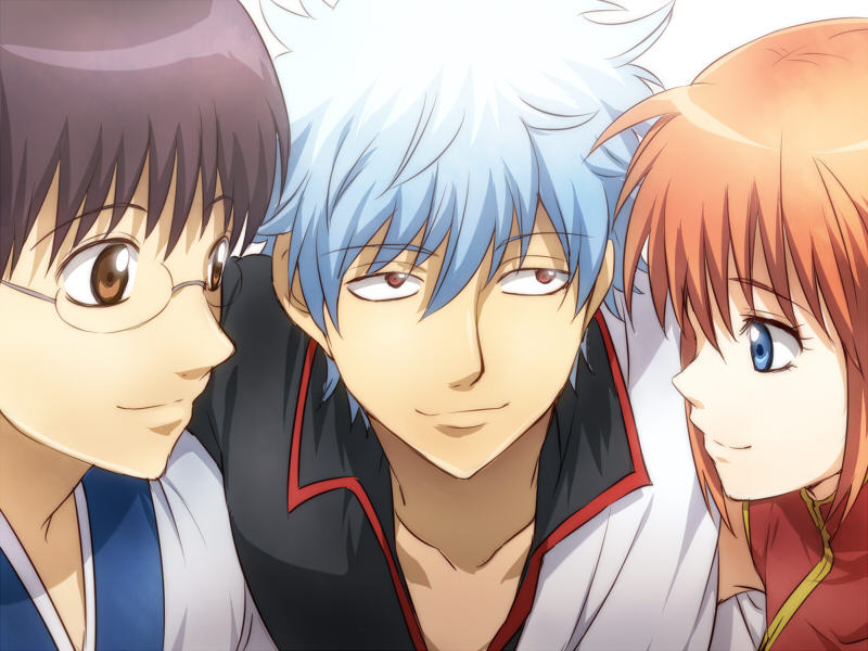 sakata gintoki, kagura, and shimura shinpachi (gintama) drawn by maruki_(punchiki)