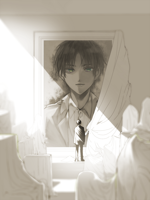 eren yeager and levi (shingeki no kyojin) drawn by kurobara