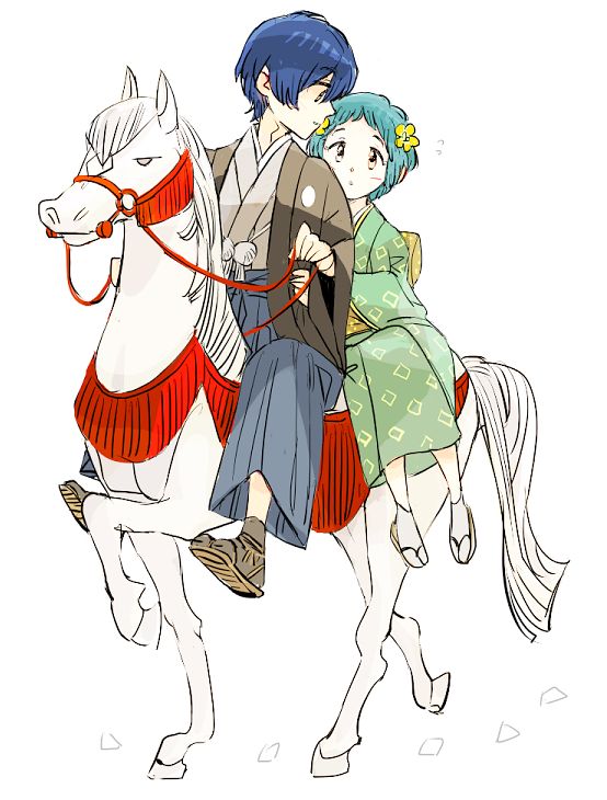 yuuki makoto and yamagishi fuuka (persona and 1 more) drawn by sutei_(giru)