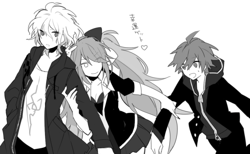 komaeda nagito, enoshima junko, and naegi makoto (danganronpa and 2 more) drawn by akina422