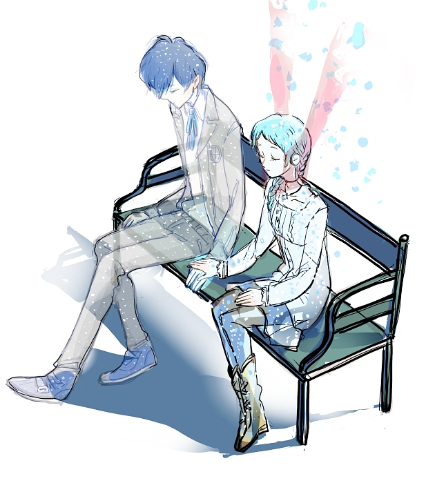 yuuki makoto and yamagishi fuuka (persona and 2 more) drawn by sutei_(giru)