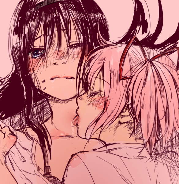 akemi homura and kaname madoka (mahou shoujo madoka magica) drawn by watanabe_ignica