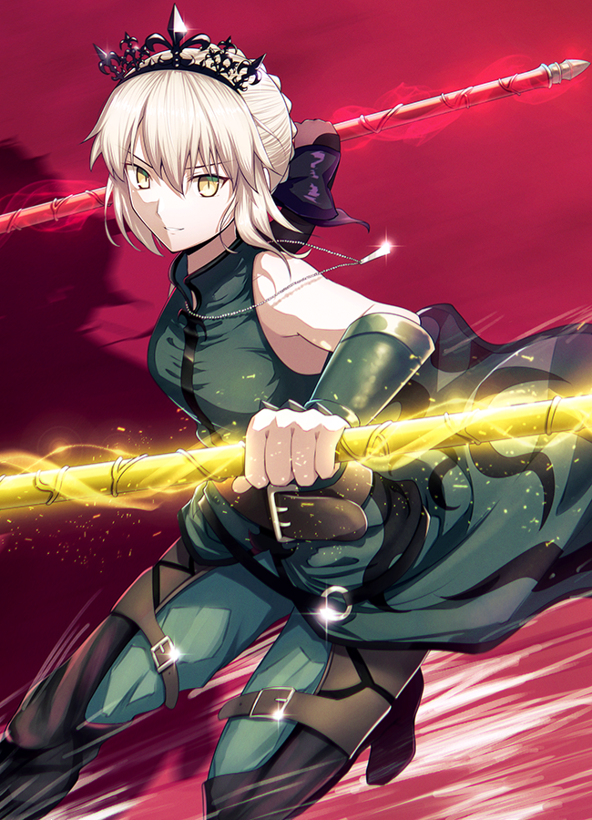 artoria pendragon, saber alter, and diarmuid ua duibhne (fate and 2 more) drawn by fal_(fal-se-0)