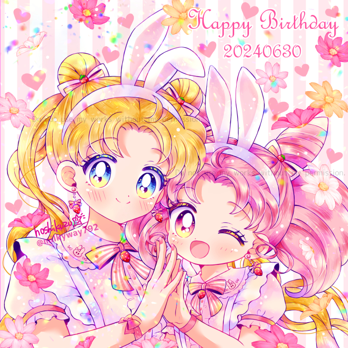 tsukino usagi and chibi usa (bishoujo senshi sailor moon) drawn by hoshikuzu_(milkyway792)