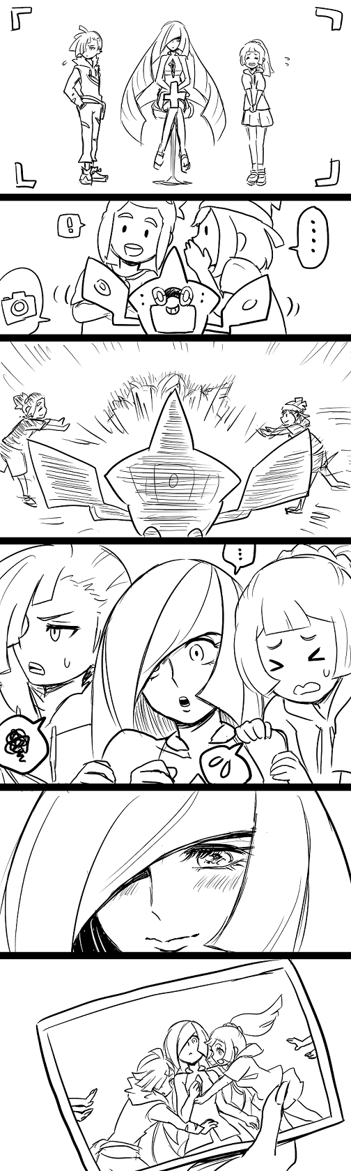 lillie, selene, rotom, lusamine, gladion, and 2 more (pokemon and 1 more) drawn by ichi_(yyy1mmm6)