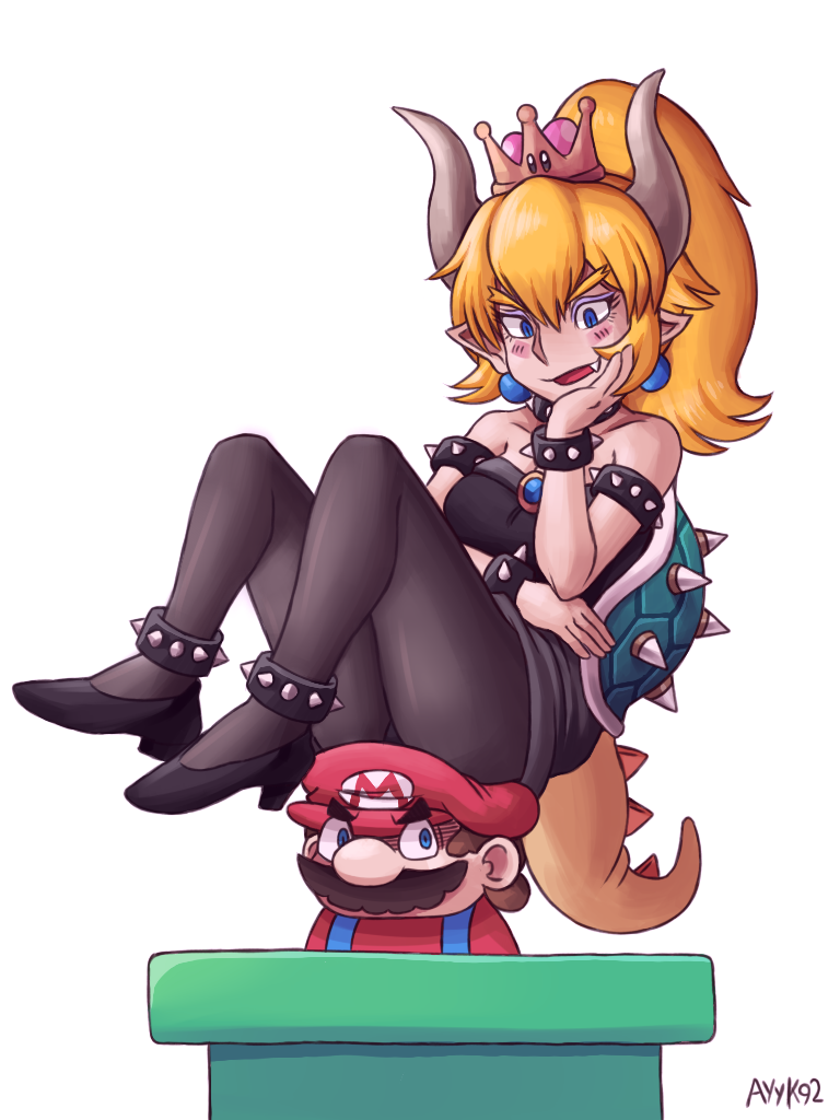 mario and bowsette (mario and 1 more) drawn by ayyk92