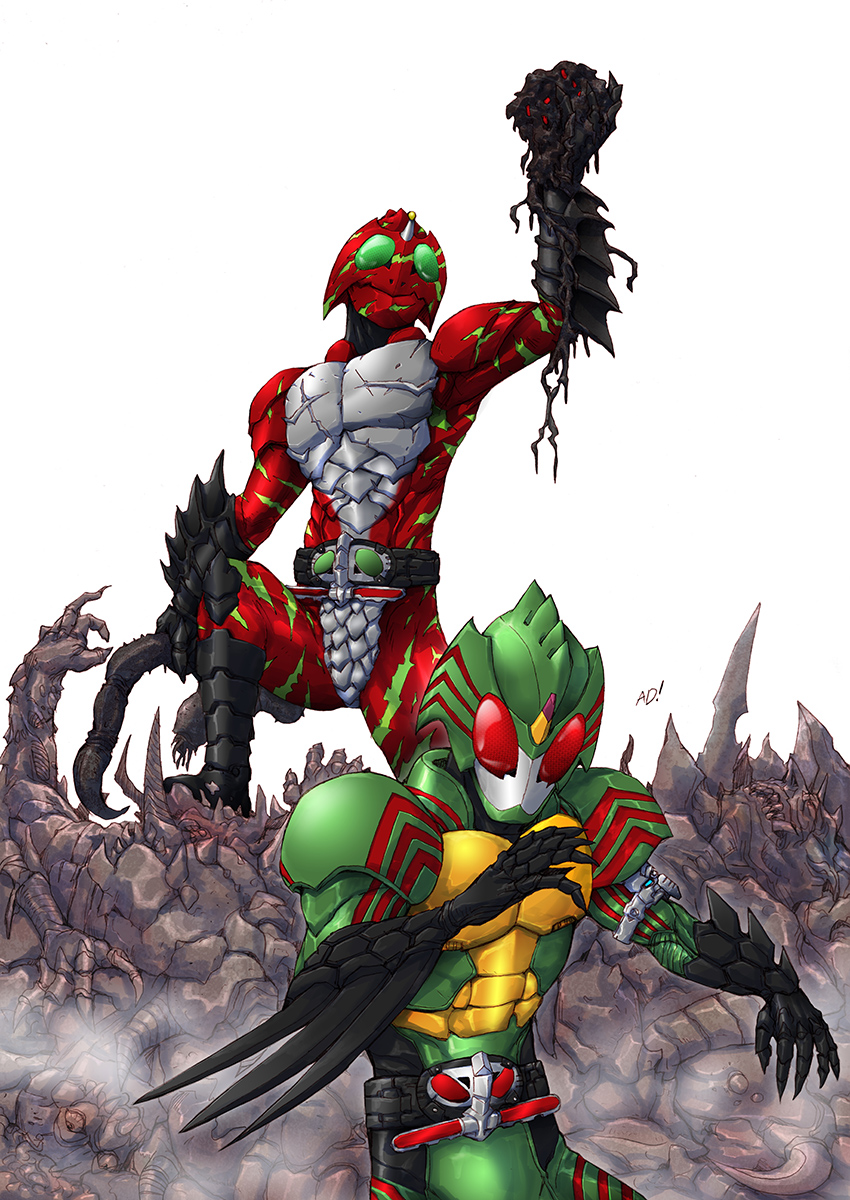 kamen rider amazon alpha and kamen rider amazon omega (kamen rider and 1 more) drawn by adi_(adivider)
