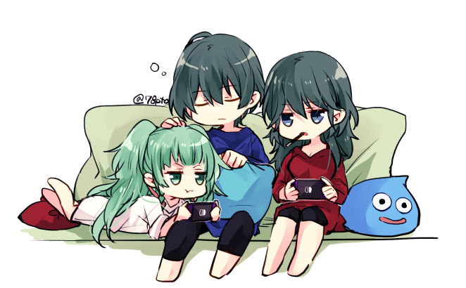 female byleth, male byleth, slime, and sothis (fire emblem and 2 more) drawn by naho_(pi988y)