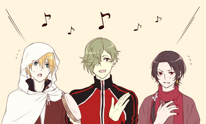 kashuu kiyomitsu, yamanbagiri kunihiro, and uguisumaru (touken ranbu) drawn by yamazaki_mitsuko