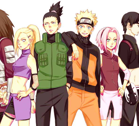 haruno sakura, uzumaki naruto, yamanaka ino, nara shikamaru, sai, and 1 more (naruto and 1 more) drawn by hoshino_lily