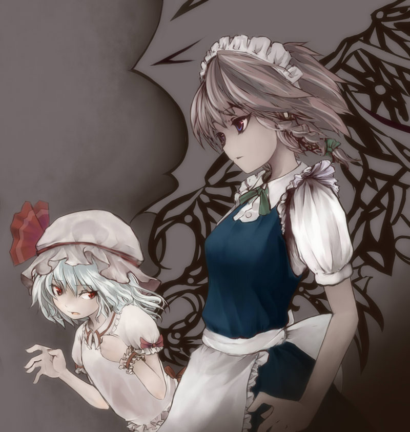 remilia scarlet and izayoi sakuya (touhou) drawn by suisa_(mizsai)