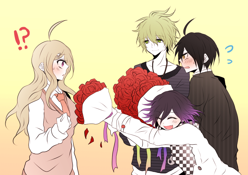 oma kokichi, saihara shuichi, akamatsu kaede, and amami rantaro (danganronpa and 1 more) drawn by negi_(ngng_9)