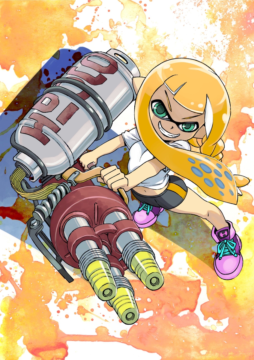 inkling player character, inkling girl, and kaori (splatoon) drawn by muramasa_mikado
