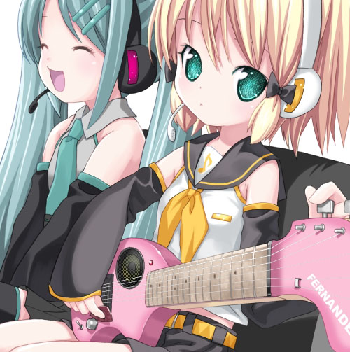 hatsune miku and kagamine rin (vocaloid) drawn by kiira