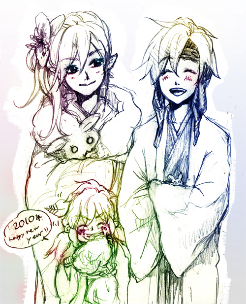 primm, popoi, rabite, and randi (seiken densetsu and 1 more) drawn by ana_(anarock)