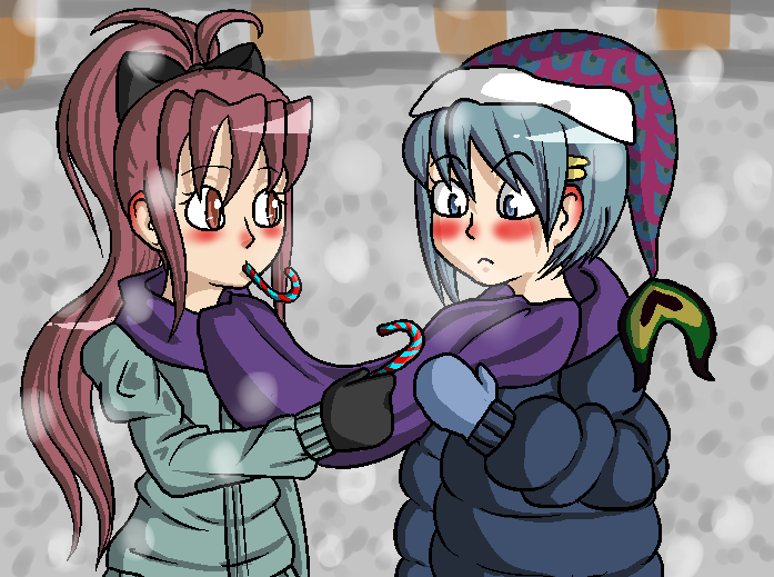 miki sayaka and sakura kyoko (mahou shoujo madoka magica) drawn by demisquid