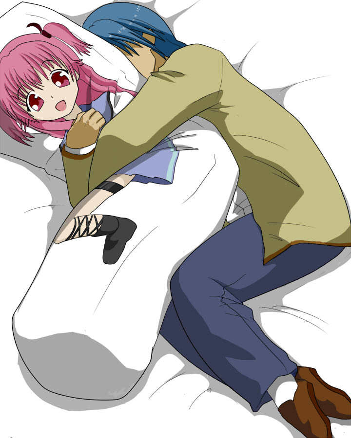 yui and hinata hideki (angel beats!) drawn by ketsu_(puttun344)