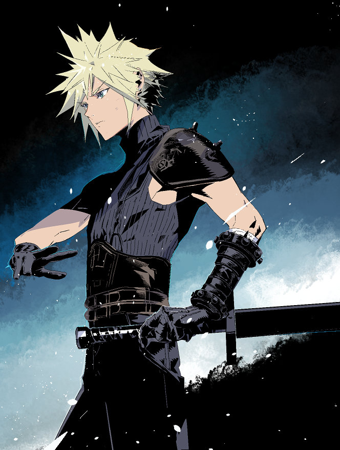 cloud strife (final fantasy and 2 more) drawn by cofffee