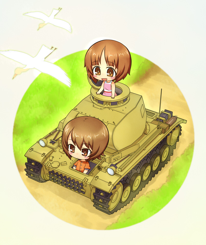 nishizumi miho and nishizumi maho (girls und panzer) drawn by sankuma