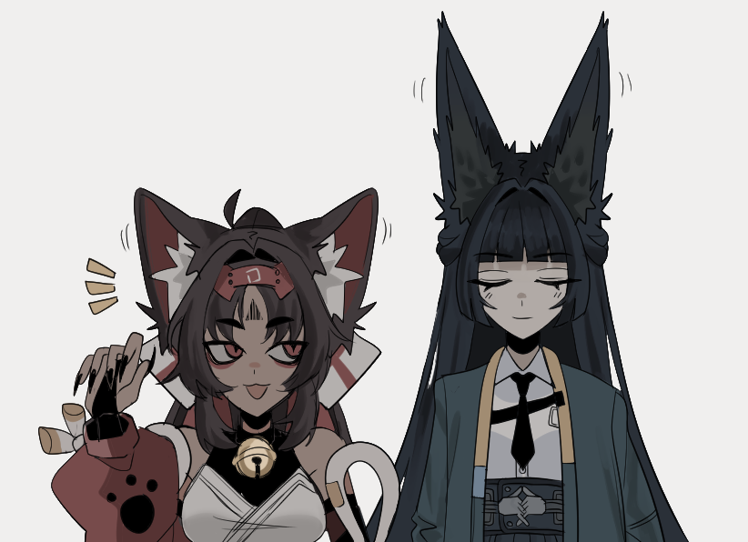 hoshimi miyabi and nekomiya mana (zenless zone zero) drawn by saint_ghoul