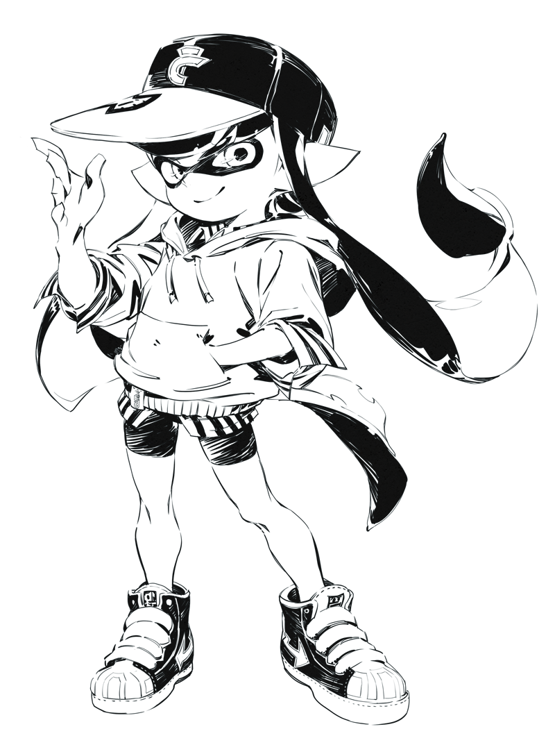 inkling player character and inkling girl (splatoon and 1 more) drawn by wadanaka