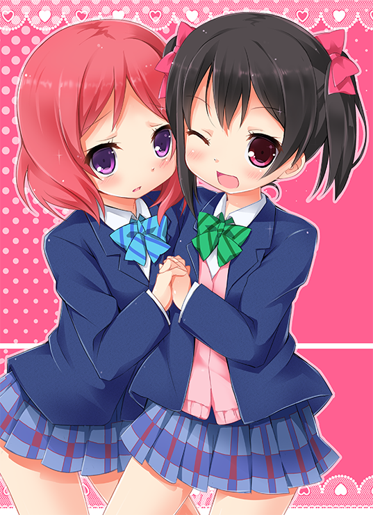 nishikino maki and yazawa nico (love live! and 1 more) drawn by karaage3