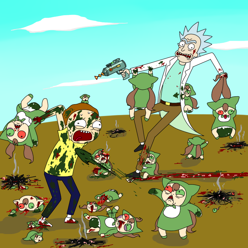 rick sanchez, jissouseki, and morty smith (rozen maiden and 2 more) drawn by doosim