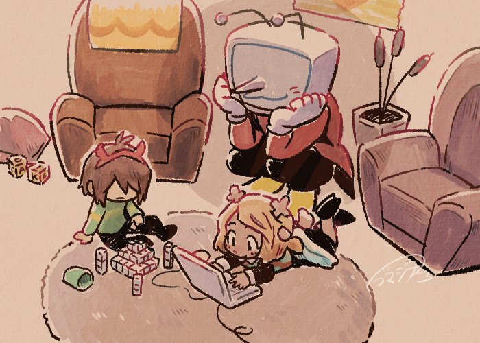 kris, noelle holiday, and ant tenna (deltarune) drawn by rechain