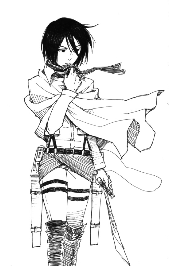 mikasa ackerman (shingeki no kyojin) drawn by yangsalt_(kibkibe)