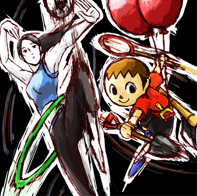 villager and wii fit trainer (super smash bros. and 2 more) drawn by tatsunoko_(kuronofu)