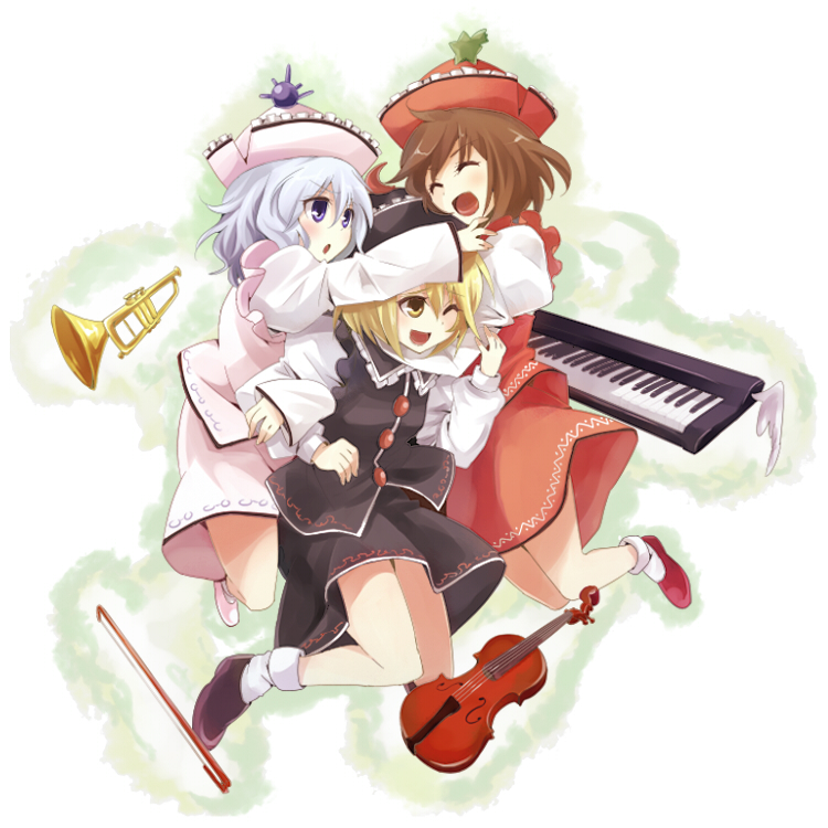 lunasa prismriver, merlin prismriver, and lyrica prismriver (touhou) drawn by kiji_(manekinuko-tei)