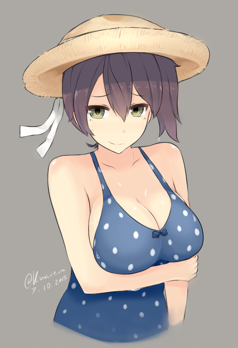 kaga, ushio, and ushio kai ni (kantai collection) drawn by kuavera