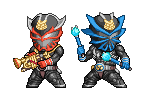 kamen rider touki and kamen rider gouki (kamen rider and 1 more) drawn by eou