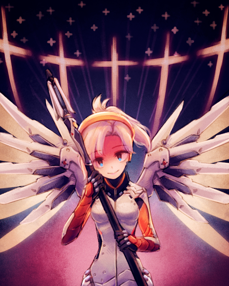 mercy (overwatch and 1 more) drawn by makaroll