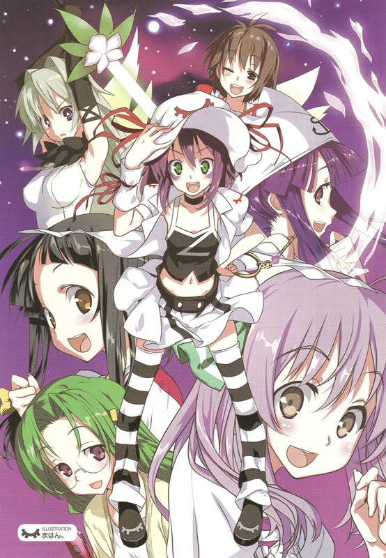 merry nightmare, tachibana isana, engi threepiece, kounagi yui, kirishima saki, and 2 more (yumekui merry) drawn by mahan_(clock_hearts)