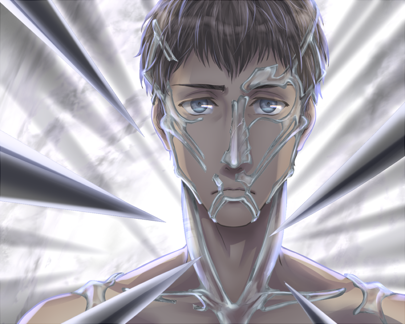 titan, bertolt hoover, and colossal titan (shingeki no kyojin) drawn by higami_akabane