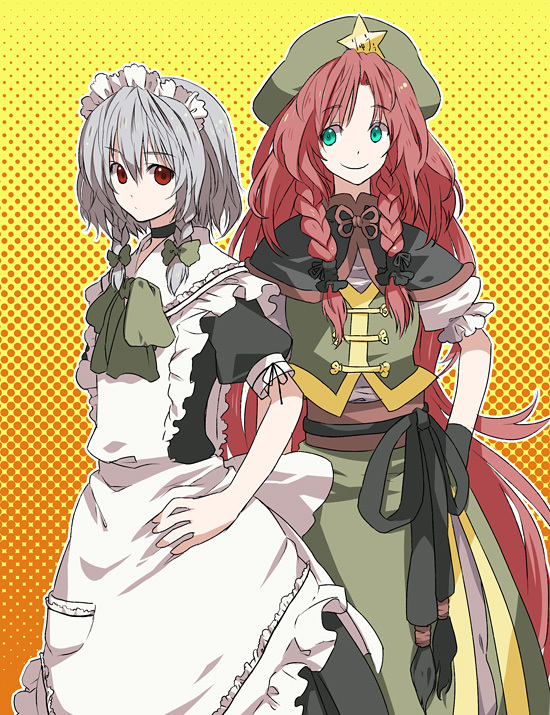izayoi sakuya and hong meiling (touhou) drawn by kintaro
