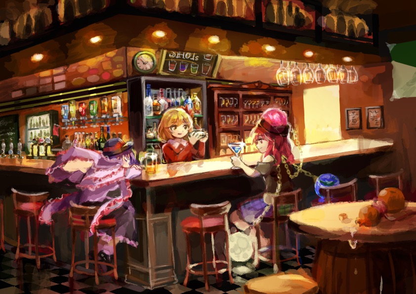 nagae iku, hecatia lapislazuli, and aki shizuha (touhou) drawn by piyo_(sqn2idm751)
