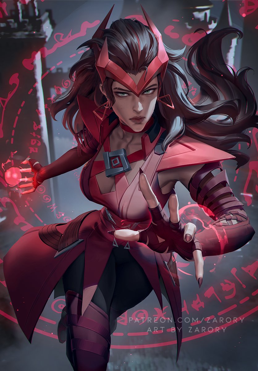 wanda maximoff and scarlet witch (marvel and 2 more) drawn by zarory
