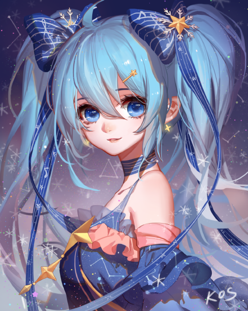 hatsune miku and yuki miku (vocaloid) drawn by songjikyo