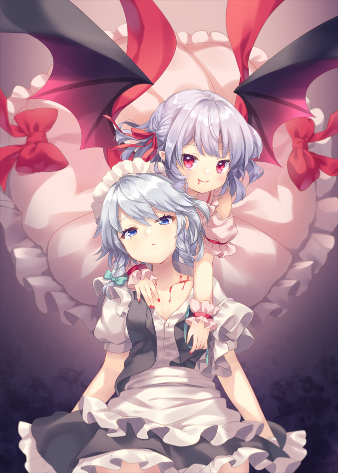 remilia scarlet and izayoi sakuya (touhou) drawn by mimi_(mimi_puru)
