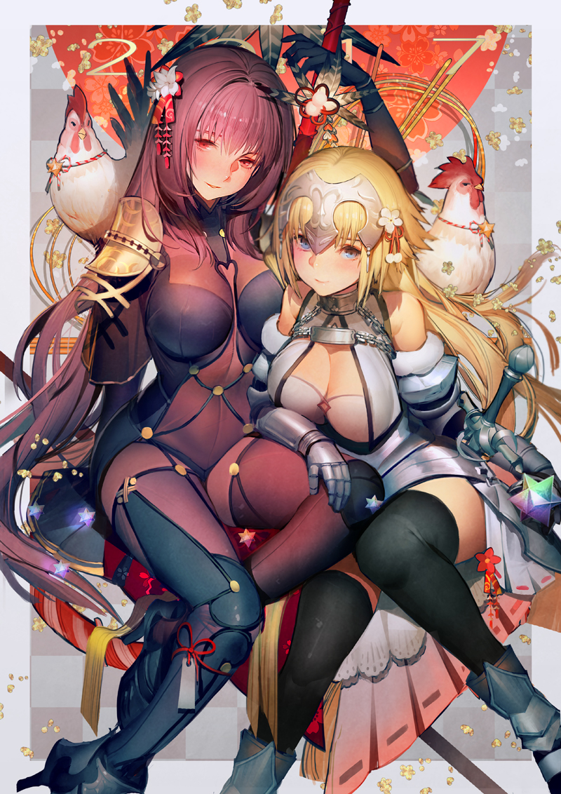 scathach and jeanne d'arc (fate and 2 more) drawn by liduke