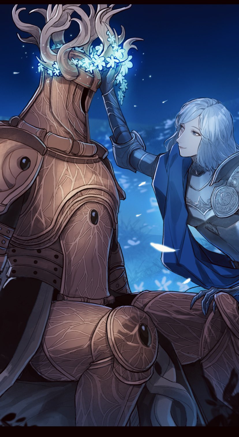 tarnished and crucible knight (elden ring and 1 more) drawn by tworain_w