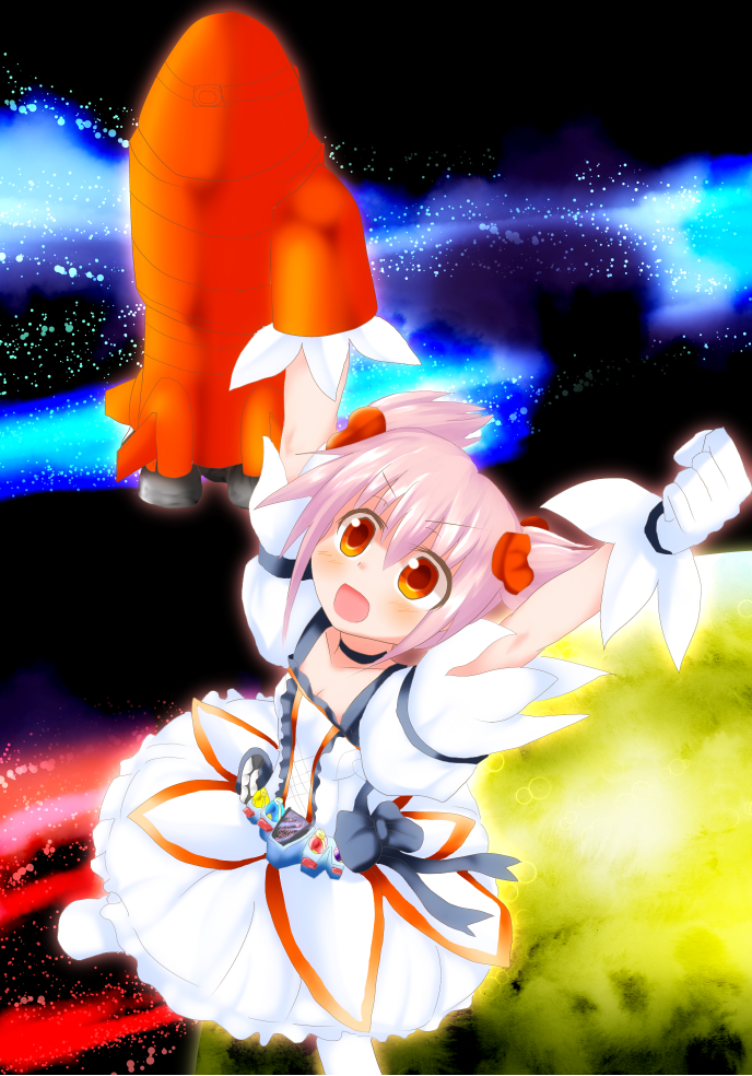 kaname madoka and kamen rider fourze (mahou shoujo madoka magica and 2 more) drawn by qwgpj3311